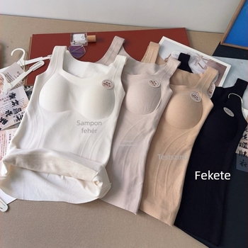 2578 Selyem-kasmír beépített melltartóval, varrás nélküli, egyszínű felső, széles vállú, meleg alsó réteg
