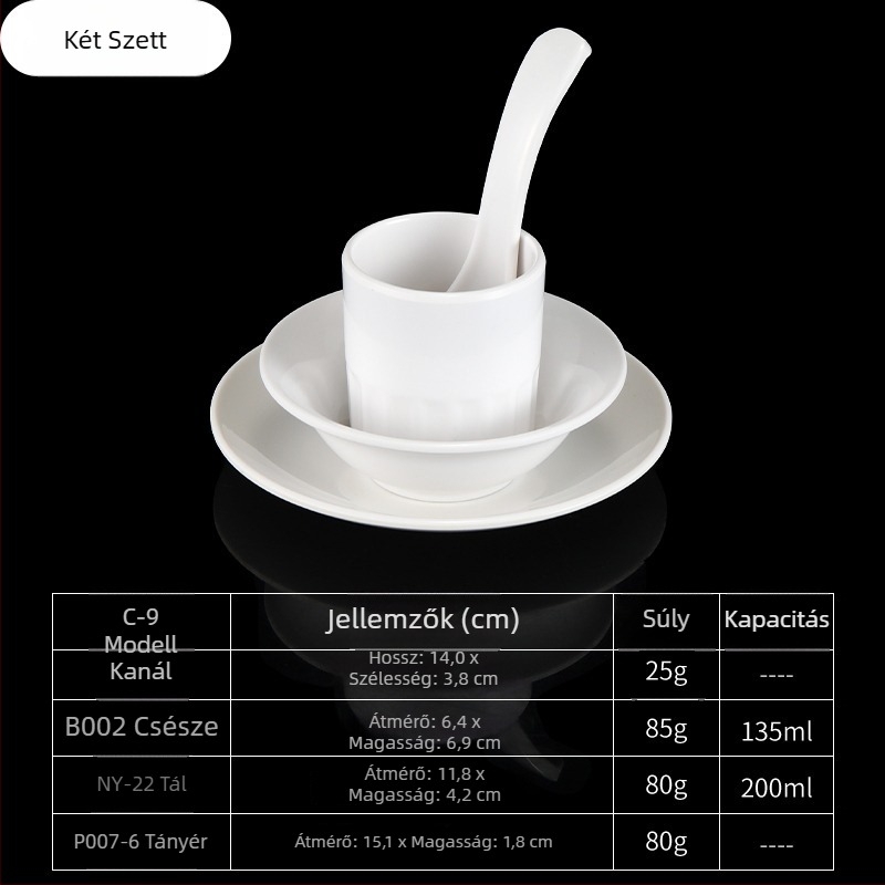 4 darabos melamín étkészlet, ovális formájú, egyszerű mintázat, modern minimalist stílus