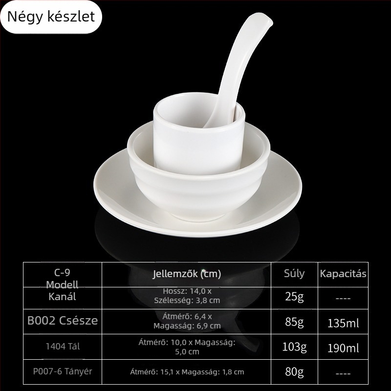 4 darabos melamín étkészlet, ovális formájú, egyszerű mintázat, modern minimalist stílus