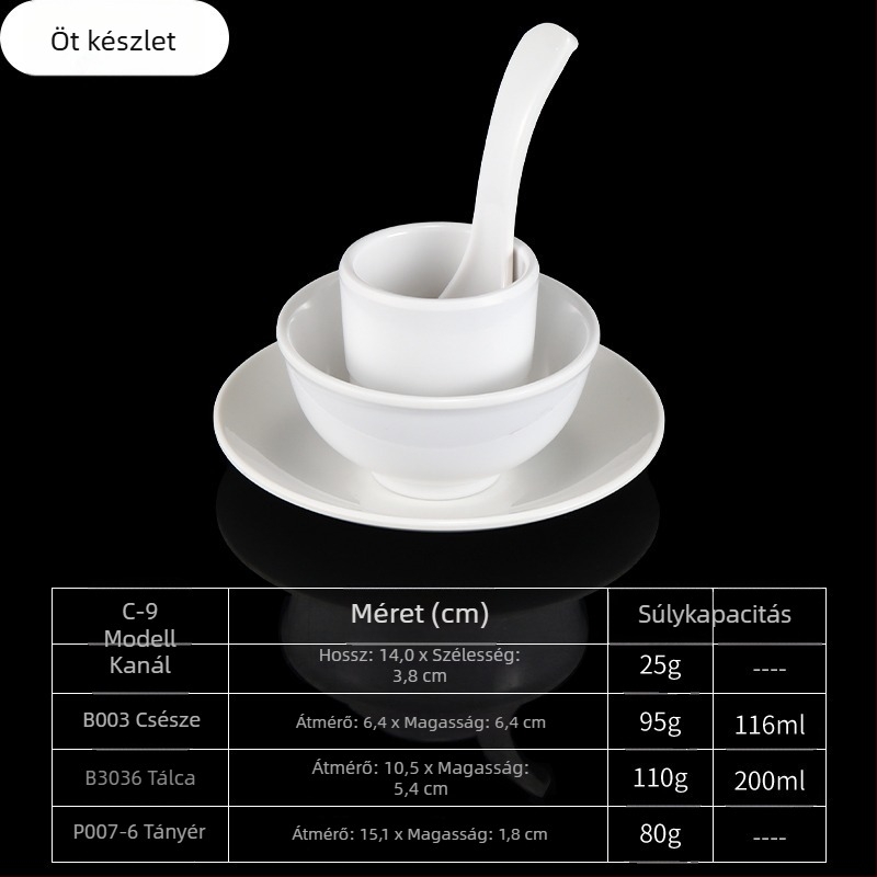 4 darabos melamín étkészlet, ovális formájú, egyszerű mintázat, modern minimalist stílus