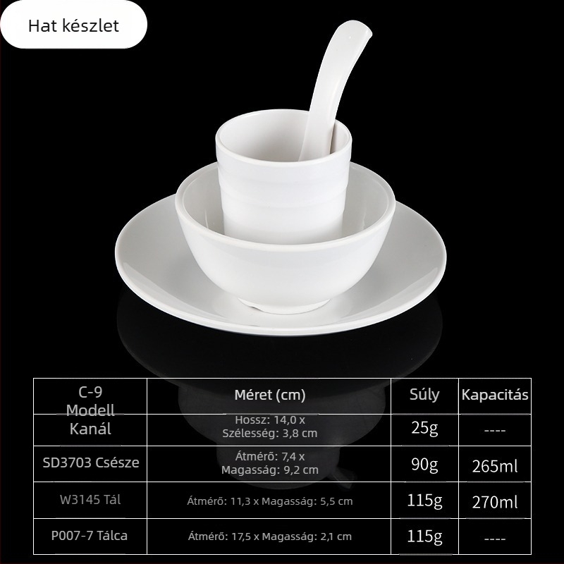 4 darabos melamín étkészlet, ovális formájú, egyszerű mintázat, modern minimalist stílus