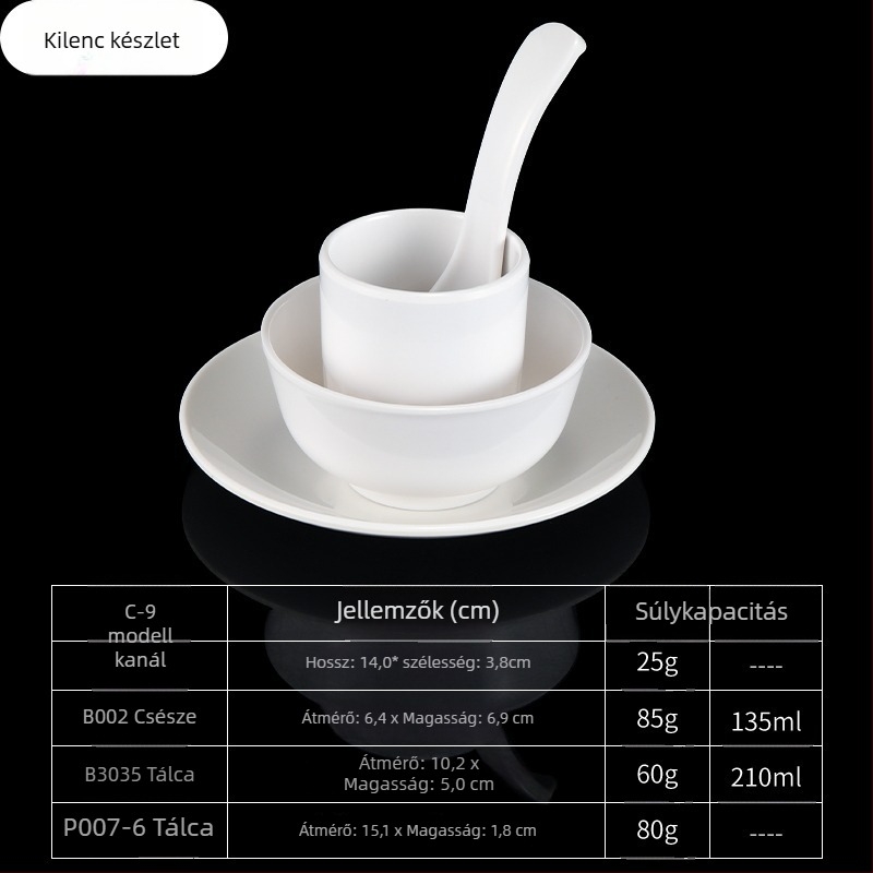 4 darabos melamín étkészlet, ovális formájú, egyszerű mintázat, modern minimalist stílus