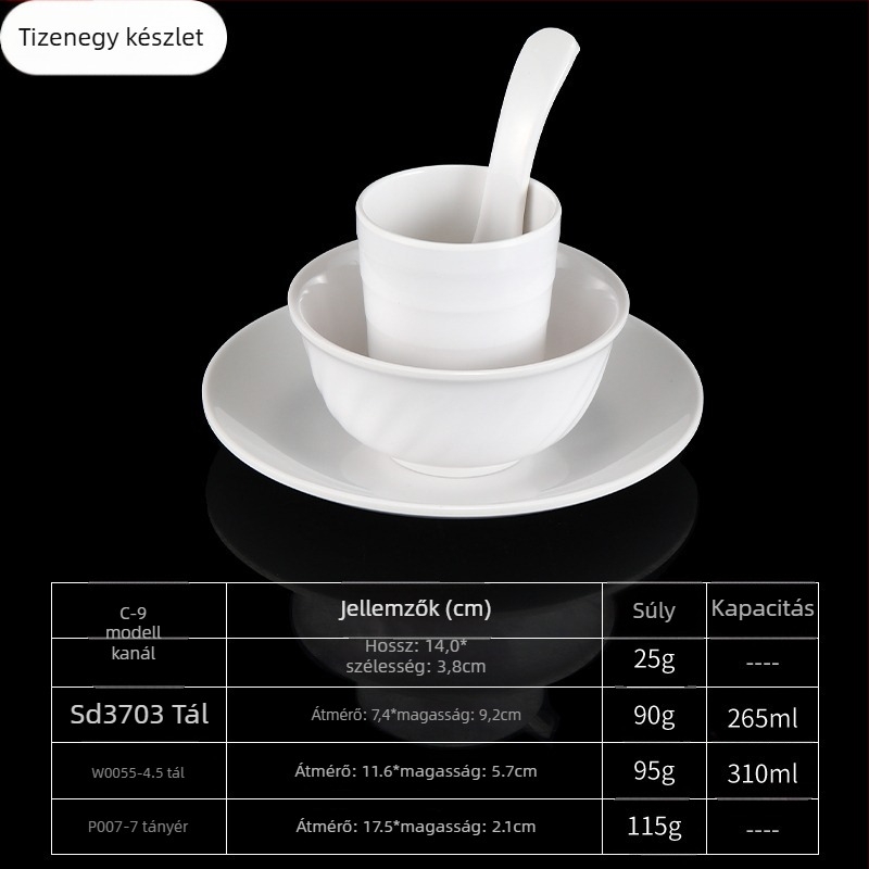4 darabos melamín étkészlet, ovális formájú, egyszerű mintázat, modern minimalist stílus