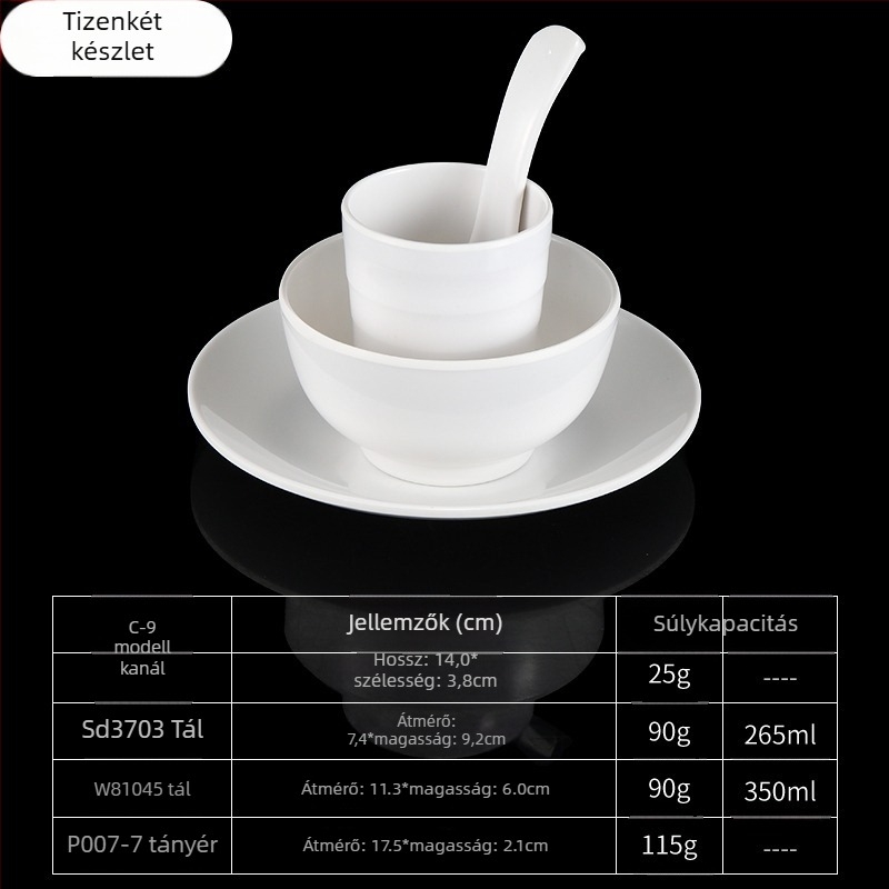 4 darabos melamín étkészlet, ovális formájú, egyszerű mintázat, modern minimalist stílus