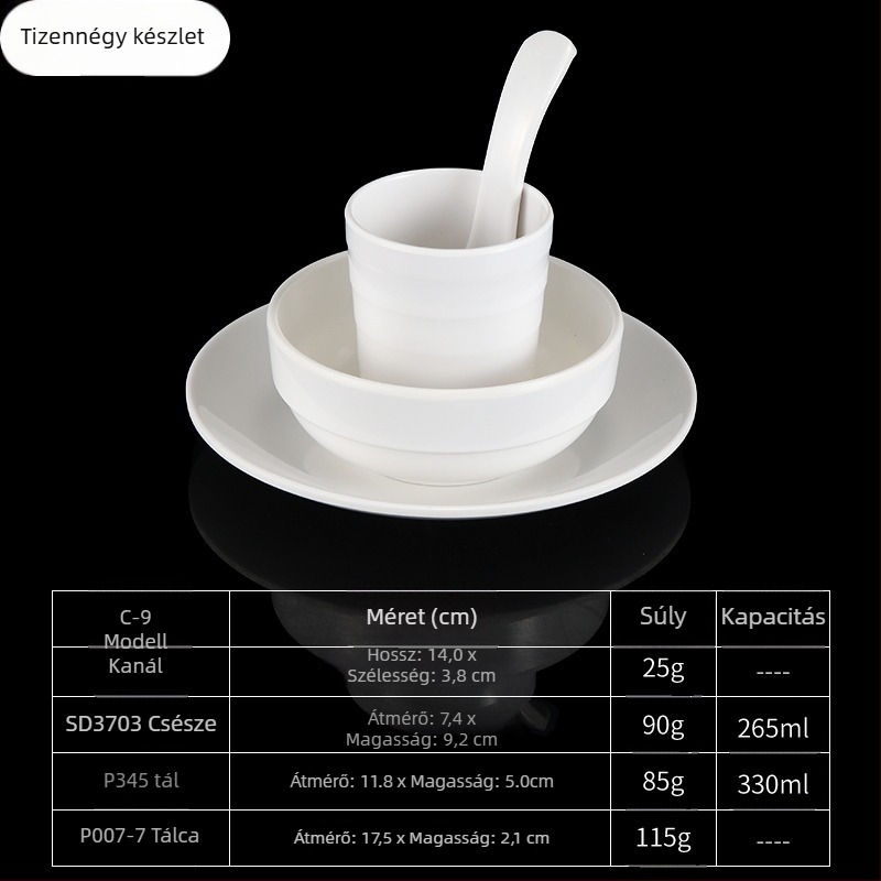 4 darabos melamín étkészlet, ovális formájú, egyszerű mintázat, modern minimalist stílus