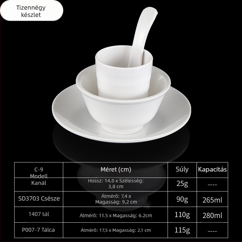 4 darabos melamín étkészlet, ovális formájú, egyszerű mintázat, modern minimalist stílus