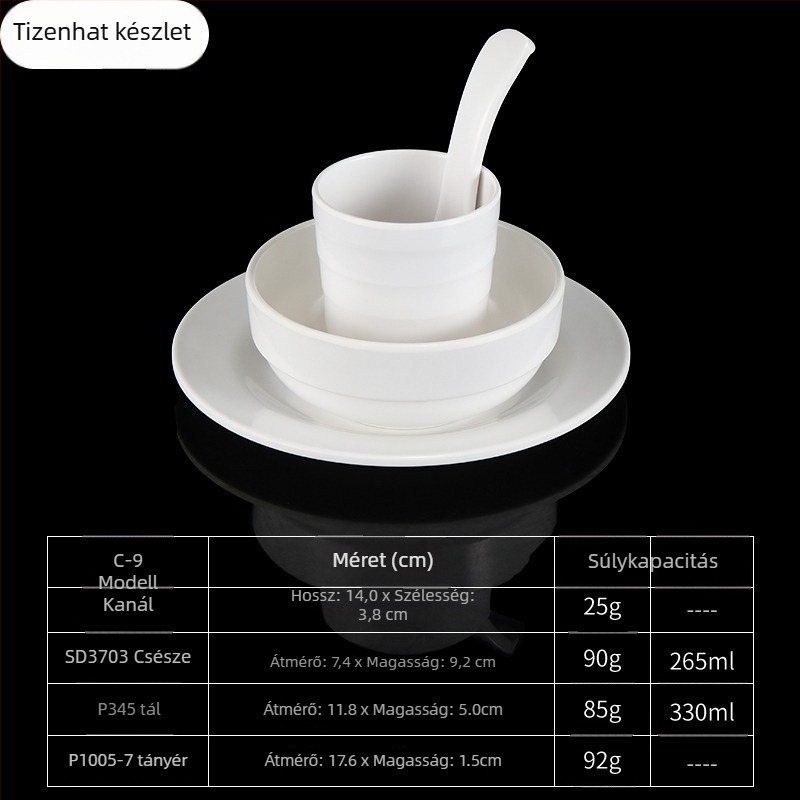 4 darabos melamín étkészlet, ovális formájú, egyszerű mintázat, modern minimalist stílus