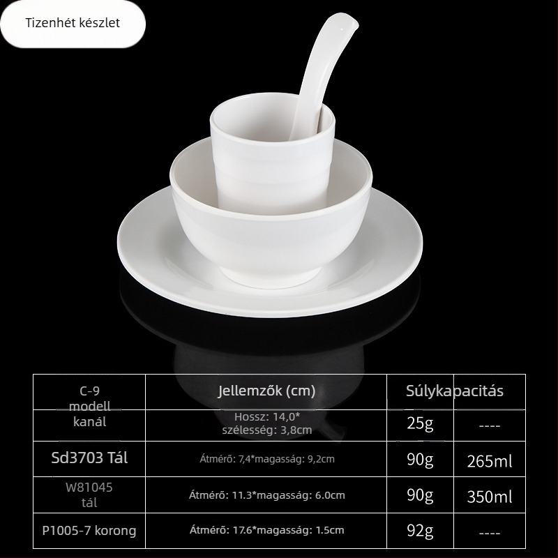 4 darabos melamín étkészlet, ovális formájú, egyszerű mintázat, modern minimalist stílus