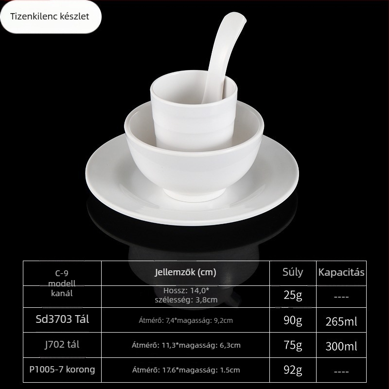 4 darabos melamín étkészlet, ovális formájú, egyszerű mintázat, modern minimalist stílus