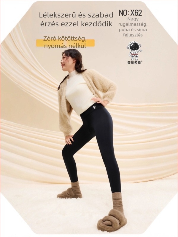 Xiaochuan Hőtartó jóga leggings – fűtött, vékony fleece bélés, magas rugalmasság, fél hosszú, 350 g