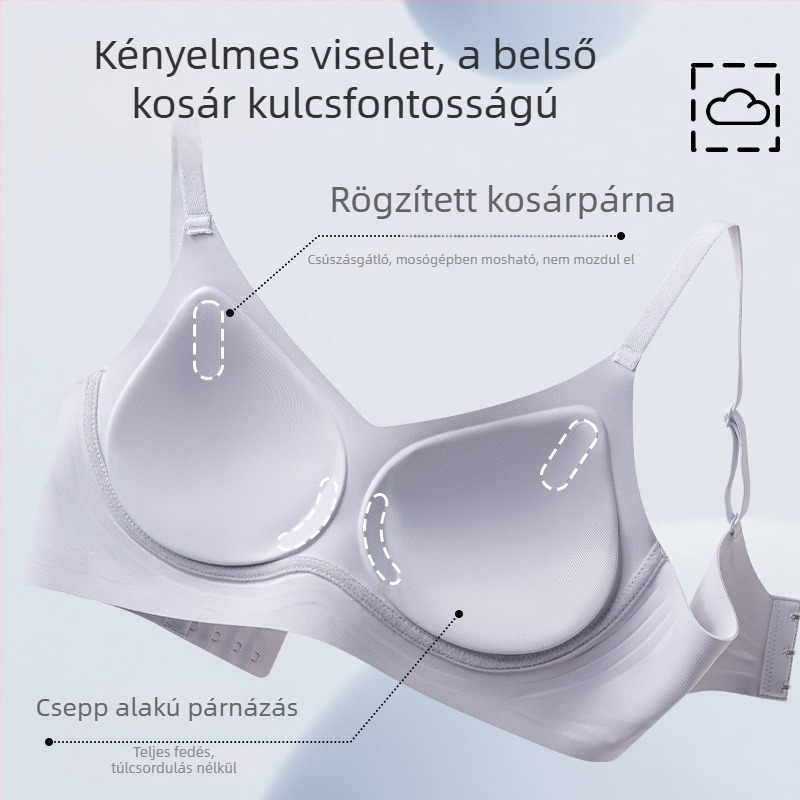 Női vezeték nélküli melltartó kis mellű nők számára, fix kupa, lágy támasz, kötött dizájn