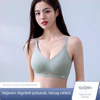 Varrat nélküli, drót nélküli melltartó, lágy támasz; 3/4 kosár habos béléssel, rögzített dupla vállpántok, nylon anyag