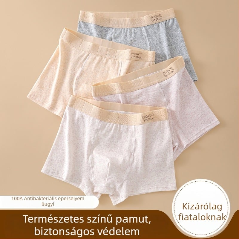 Pamut boxeralsó fiúknak serdülőkorban — lélegző, kényelmes, középső derekú, egyszínű