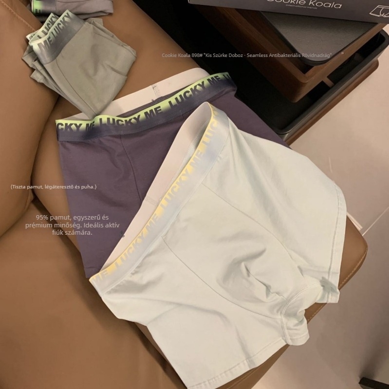 Férfi boxer briefs, varrat nélküli, lélegző, antibakteriális, pamut anyagú, 5 darabos készlet, koreai stílus, középmagasságú derék