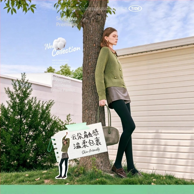 Női pamutból készült leggings fleece-sel bélelt, bordázott textúra, vékony függőleges csíkokkal, modell 6505, 225 g, karcsúsított fazon