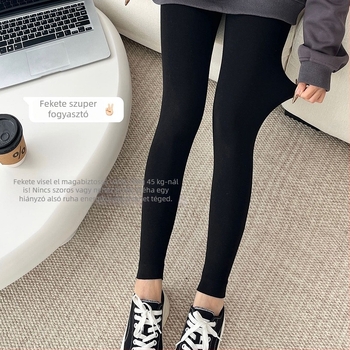 Női gyapjúból készült fleece-betétes leggings, magas derekú, vastag és meleg téli viselet, 3/4 hosszú, karcsúsító fazon