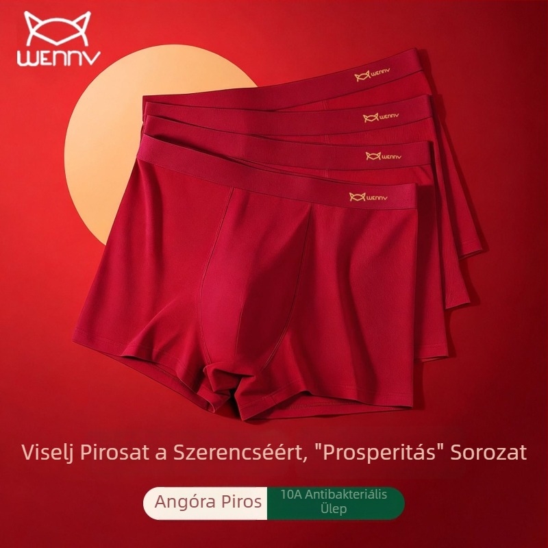 Ancora piros férfi modal boxer alsónemű, lélegző és antibakteriális, egyszínű