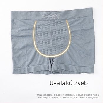 Háromcsomagos férfi középmagasságú boxeralsó, varrat nélküli, méhsejt mintázatú kötés, légáteresztő, nylon