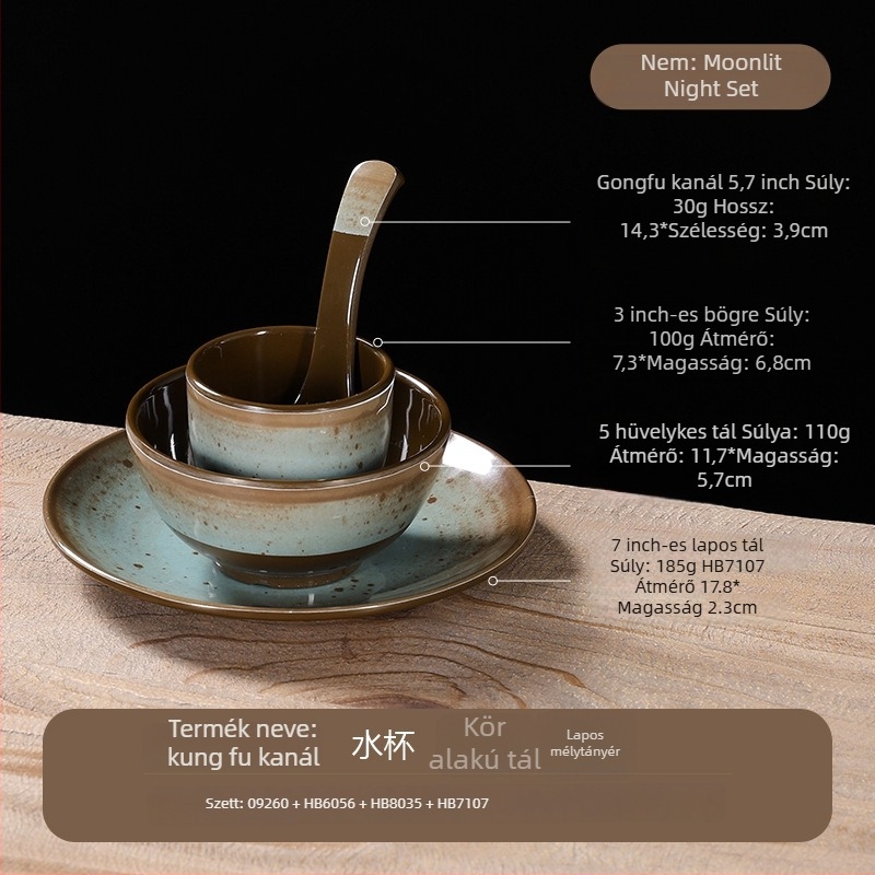 Melamín étkészlet, négy darabos – porcelánutánzat, pöttyös glazúrminta, modern stílus, Belein márka, testreszabható