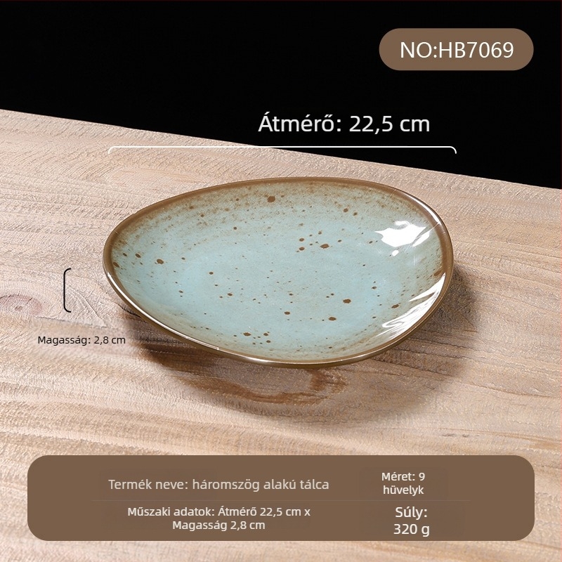 Melamín étkészlet, négy darabos – porcelánutánzat, pöttyös glazúrminta, modern stílus, Belein márka, testreszabható