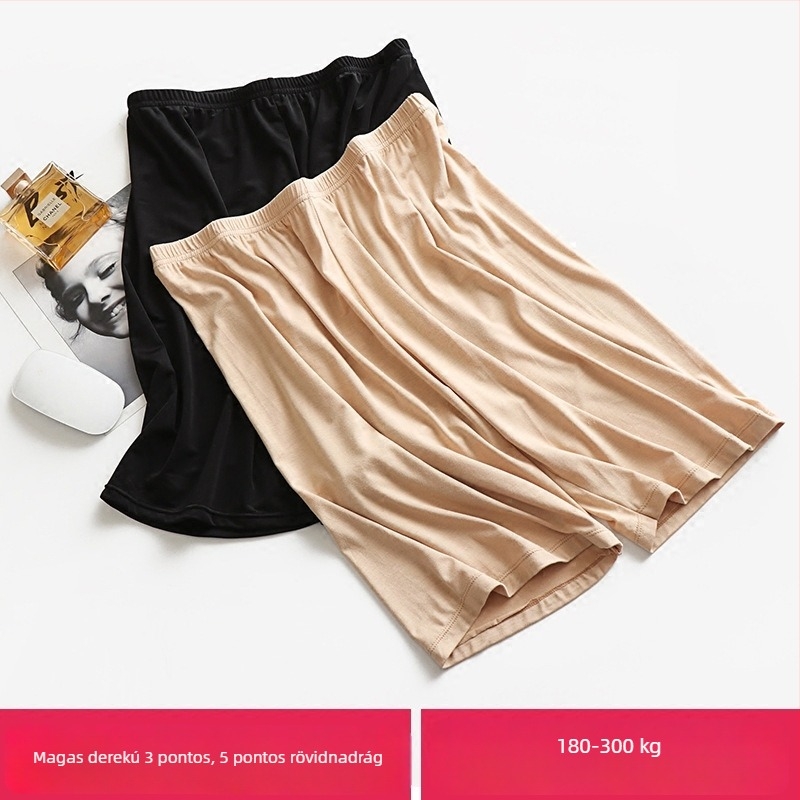 Plusz méretű Modal biztonsági leggings nőknek, magas derék, átlátszatlanság elleni, csipkés szegély, elasztikus derék.
