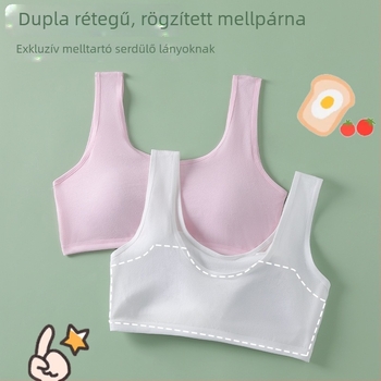 Pamut melltartó tiniknek, fix kosarakkal és dupla vállpánttal, teljes kosár