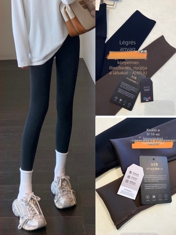 Fekete magas derekú karcsúsító és fenékemelő női jóga leggings, külső viseletre