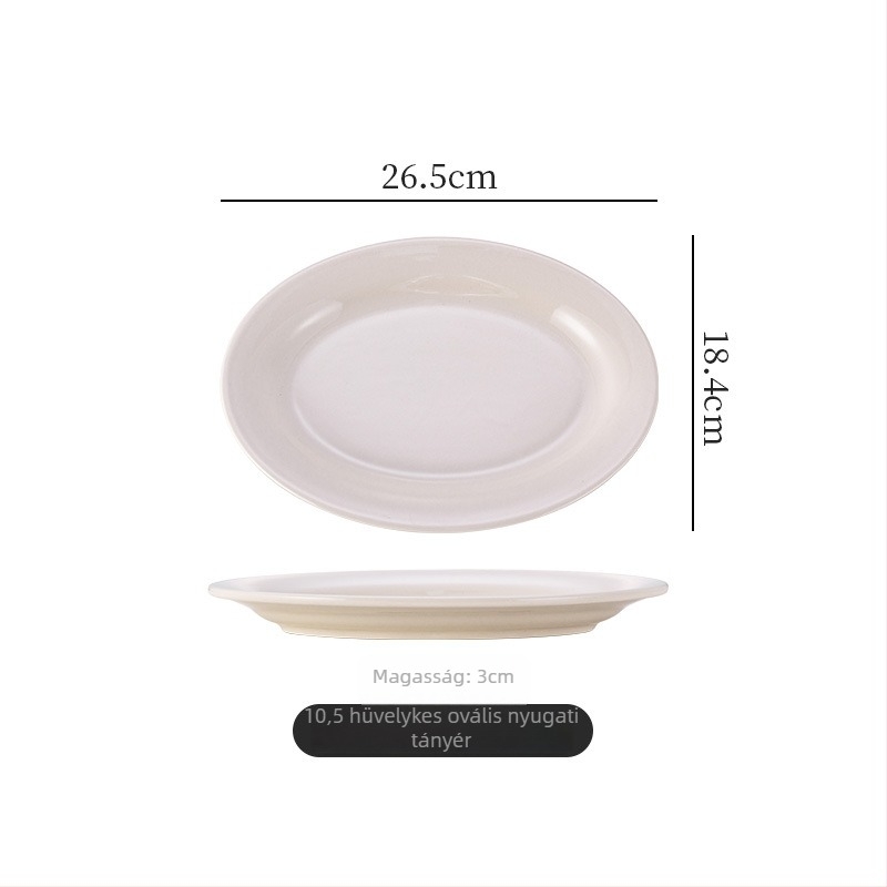 Porcelánból készült lapos tál – tojás alakú ovális Forma, mikrohullámú sütőben használható, retro stílus