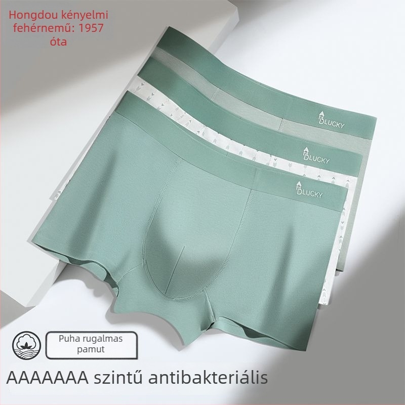 Férfi boxershortok, antibakteriális 7A osztály, nyomtatott puha pamut, gát területén 100% pamut bélés, középmagas derék, 3 darabos készlet