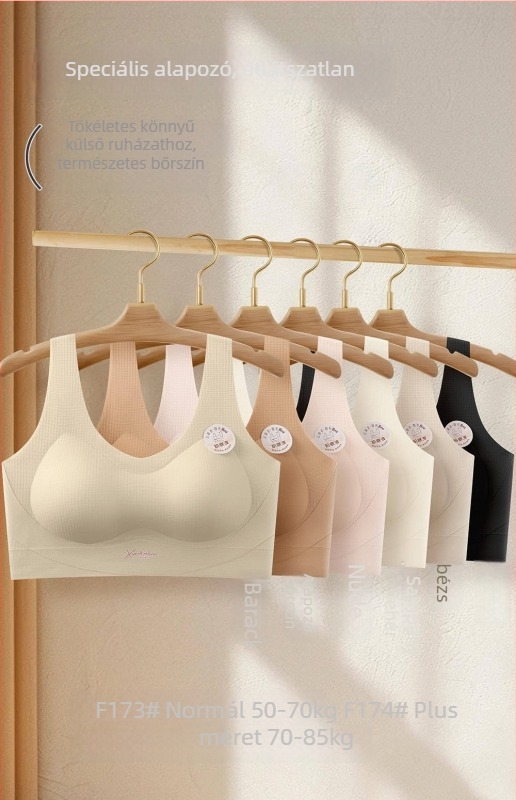 Nylon anyagú hátformázó camiszol melltartó, 3/4-es vékony formázott kosár belső habbal, zárás nélkül, fix dupla vállpántok; varrat nélküli, lélegző, láthatatlan, kényelmes