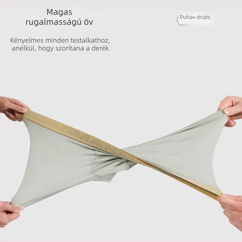 Férfi boxer brief Modal anyagból, háromdarabos készlet, magas derék, U-formájú tágas zseb