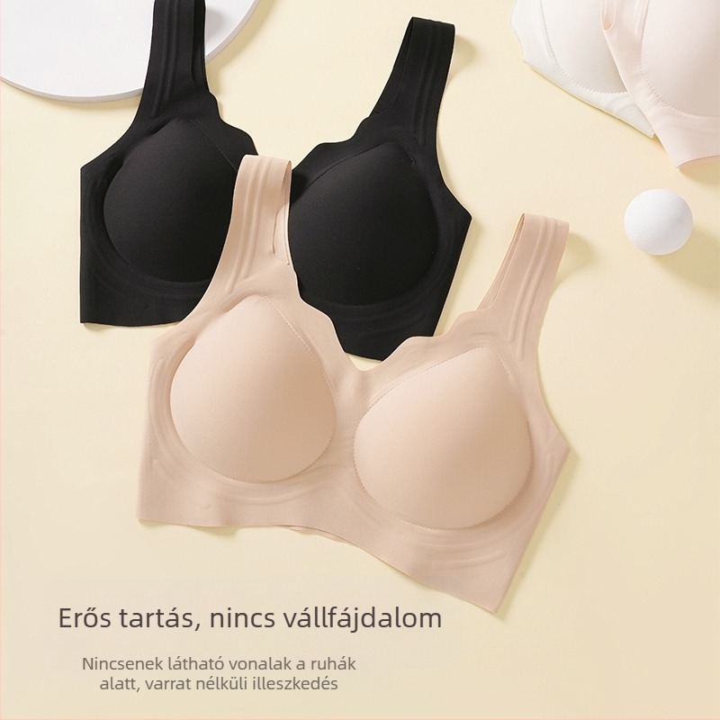 Láthatatlan varrás nélküli melltartó, puha támogatás, push-up, hátformázás, sötét bőrtónus