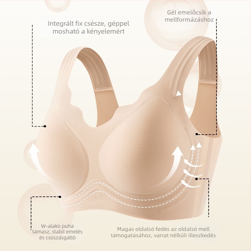 Láthatatlan varrás nélküli melltartó, puha támogatás, push-up, hátformázás, sötét bőrtónus
