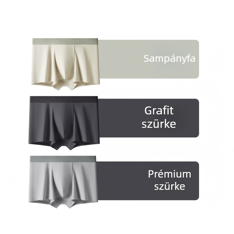 Férfi pamut boxeralsó, lélegző és száraz, U-alakú szabással, tágas zsebbel, 3 darabos készlet