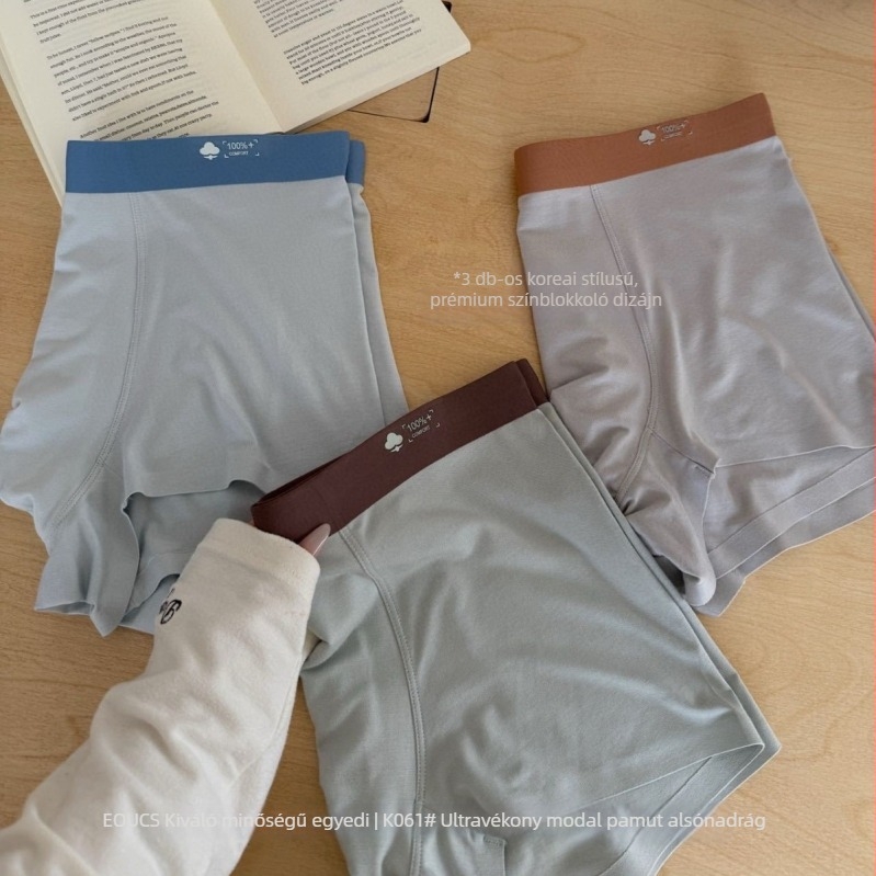 K061# Férfi modal pamut boxer, varratmentes, bőrbarát, magas rugalmasság, színblokkolt dizájn, ajándékdoboza