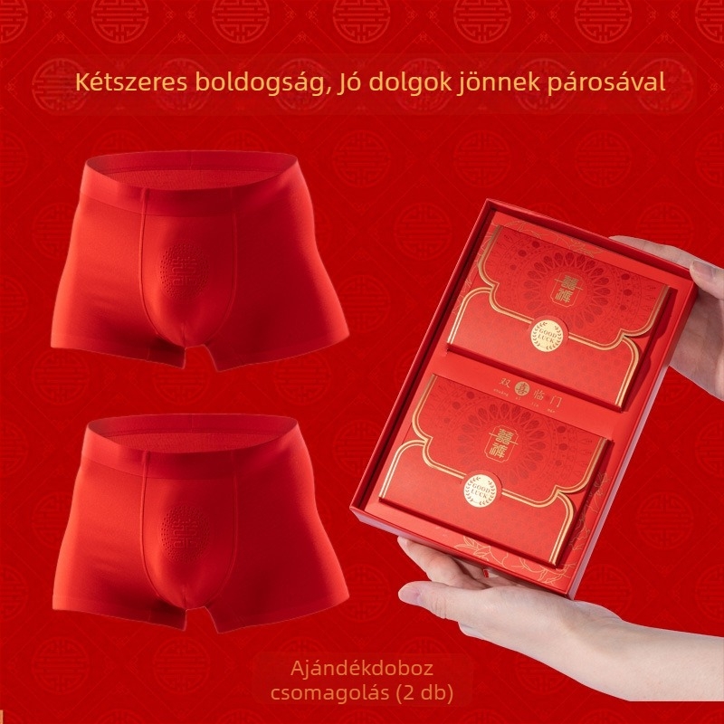 Férfi modal boxeralsó középmagasságú, kötött, geometriai mintázat, Modal 90–95%, ajándékdoboz