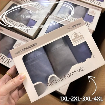 Férfi pamut boxer brief, dobozos csomagolásban, varrás nélküli, magas derekú, egyszínű