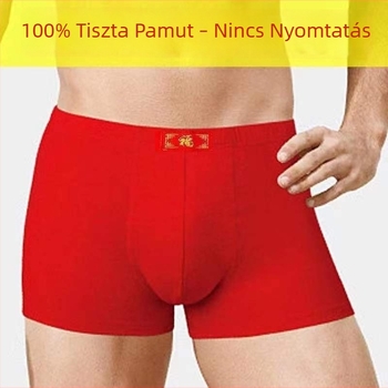 Férfi piros pamut boxer alsó, nagy méret, egyszínű