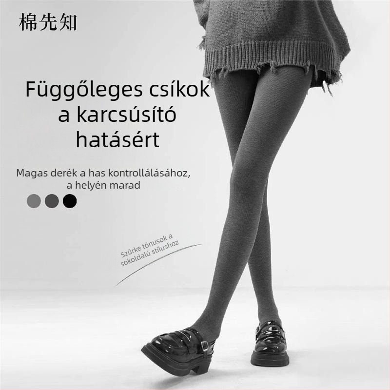 Női leggings fleece-belélt, függőleges csíkokkal, mikrokompresszióval, meleg őszi–téli viselethez, sokoldalú alapszint