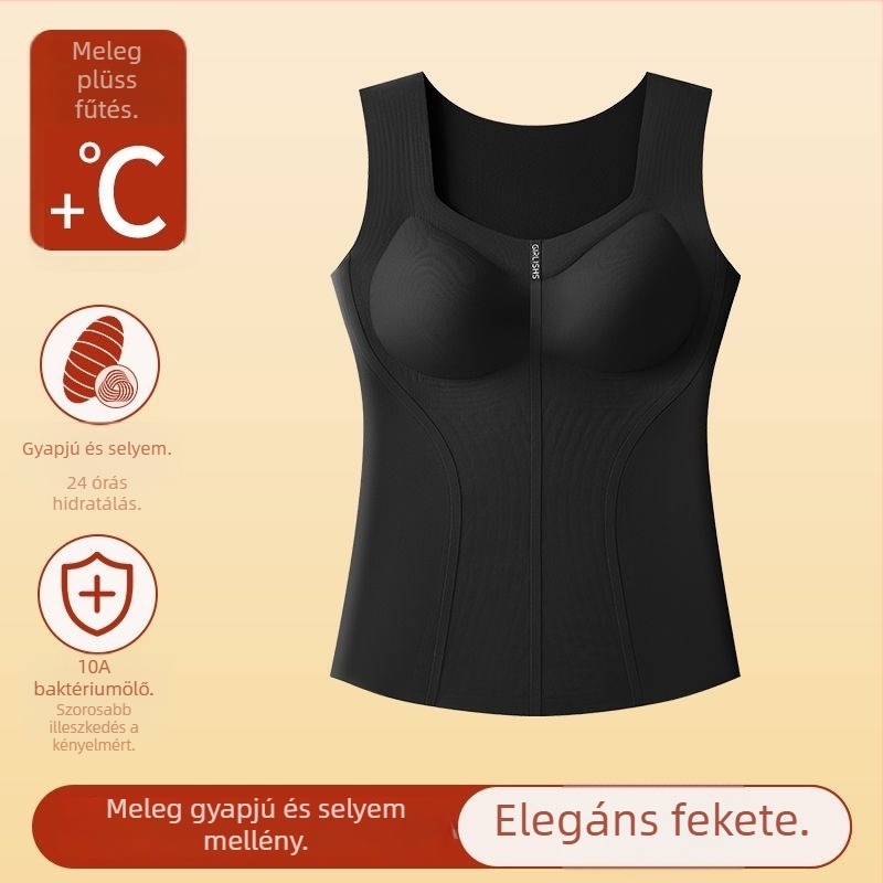 Termikus mellény nylonból, beépített kosár/ Bra-in, párnázott mellrész, kapucnival, egyrétegű