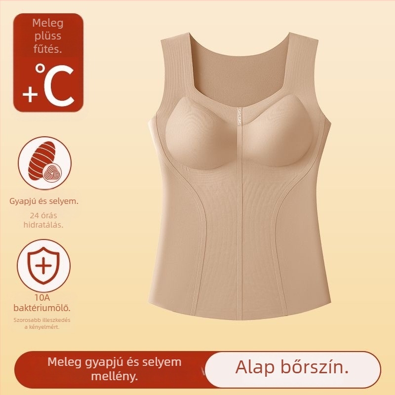 Termikus mellény nylonból, beépített kosár/ Bra-in, párnázott mellrész, kapucnival, egyrétegű