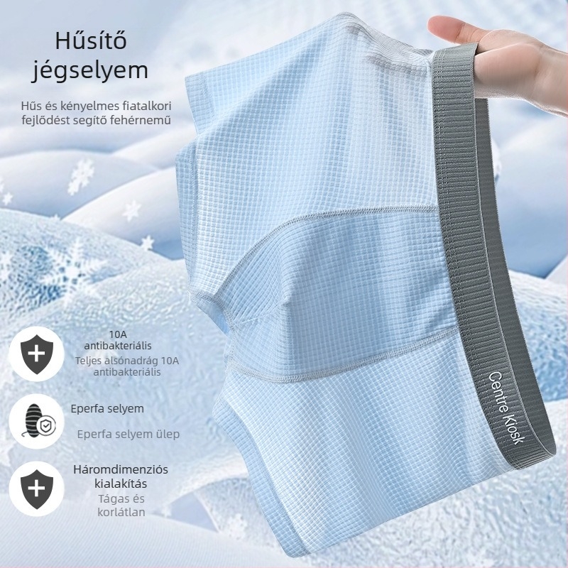 Tinédzser fiúk számára készült lélegző antibakteriális ice silk boxer alsónadrág