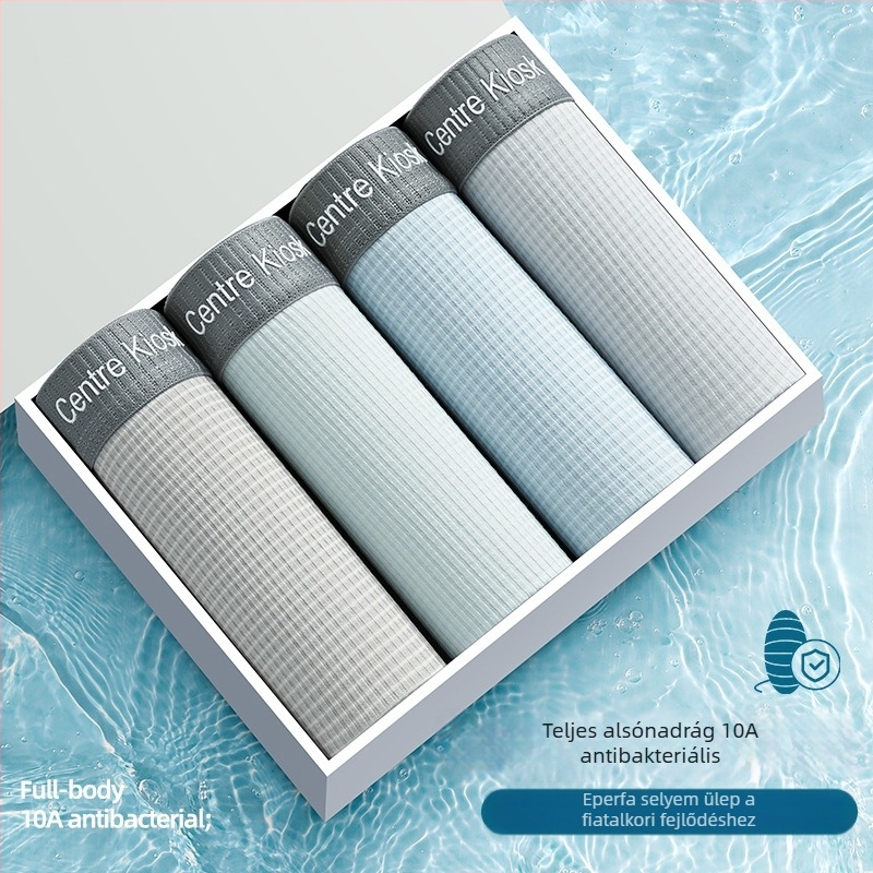 Tinédzser fiúk számára készült lélegző antibakteriális ice silk boxer alsónadrág