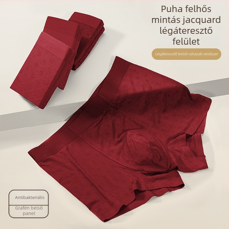 Férfi boxeralsó – Modal Jacquard, lélegző, antibakteriális, középmagas derék