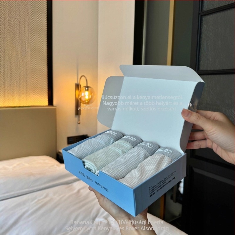 SP110 Lyocell férfi boxeralsó - Ice Silk hűtőhatás, magas rugalmasság, varrat nélküli, kockás/csíkos mintázat, nagyméretű