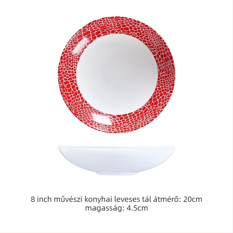 Kerámiából készült mélytál hideg ételekhez, hullámpont mintázat, modern minimalista stílus, kör alakú forma, felülete spray-festett