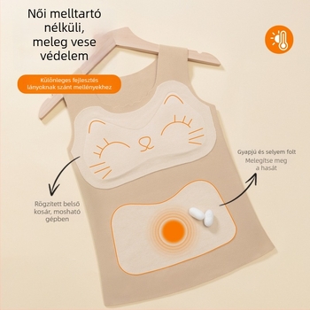 Őszi-téli tinilányoknak szóló termikus mellény beépített melltartócsészével, antibakteriális, melegen tartó