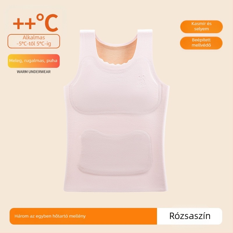 Őszi-téli tinilányoknak szóló termikus mellény beépített melltartócsészével, antibakteriális, melegen tartó