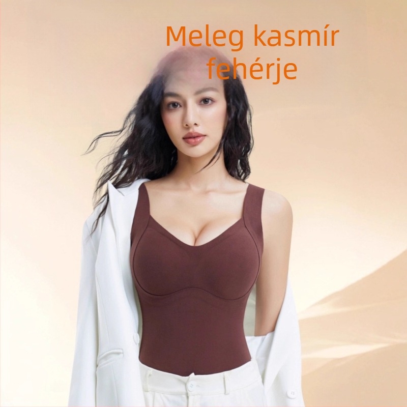 Termikus melltartó-vest tömött kosarakkal, fleece-betétes alapréteg ősz-re-télre, diszkrét fűtő alsóruha