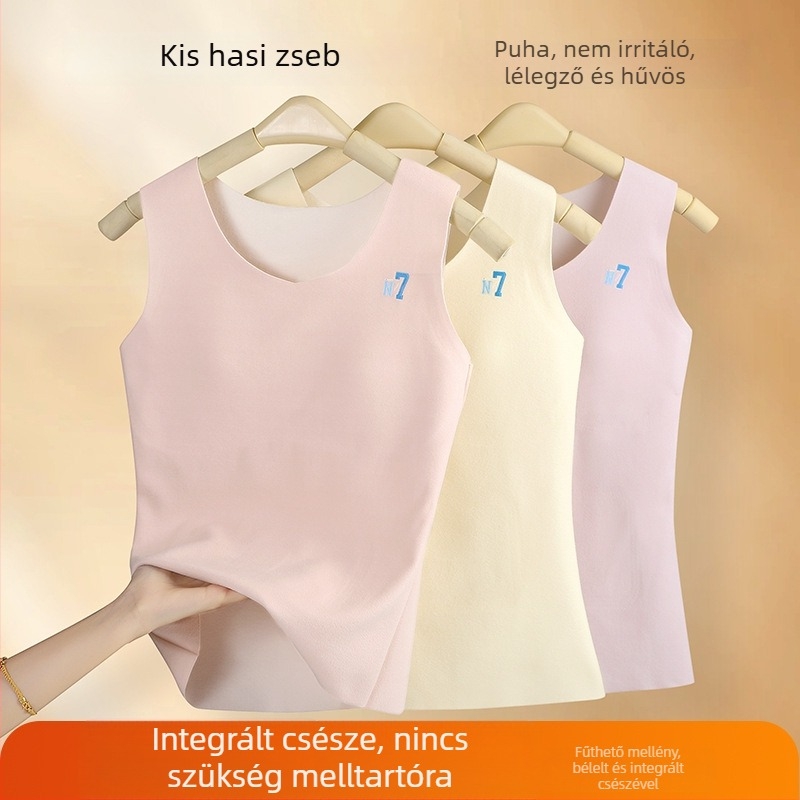 Delimi Derong meleg mellény beépített melltartókosarakkal 7–12 éves lányok számára, dupla réteg, U-nyakú